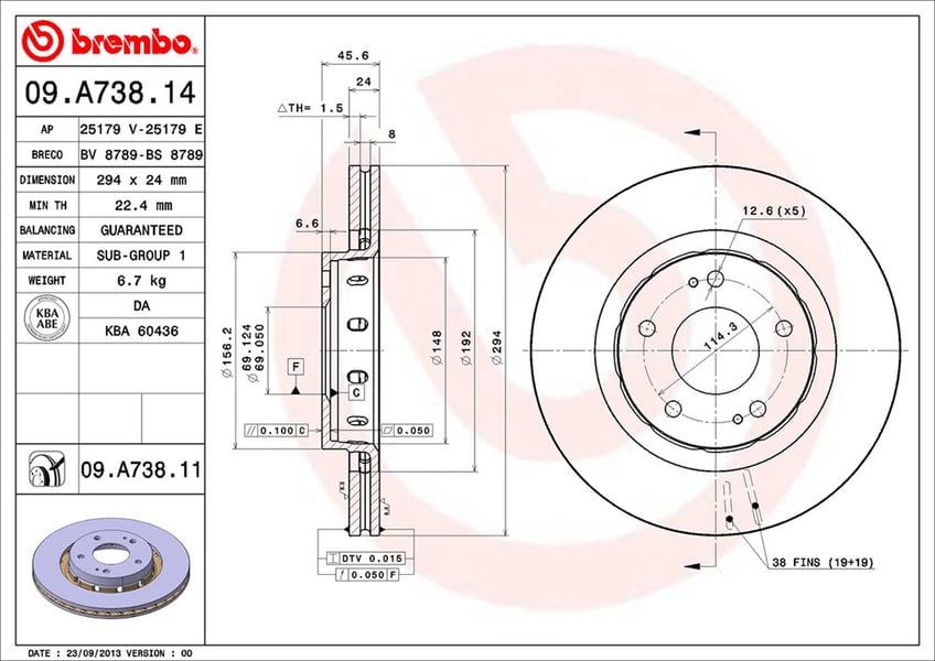Brembo Bremsscheibe - beschichtet 09.A738.11